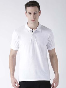 Club York - Men White Solid Polo Collar T-Shirt