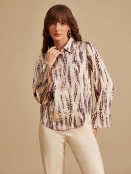 Kazo - Celeste Beige Printed Shirt