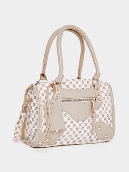Styli - Women Printed Handbag Beige PU