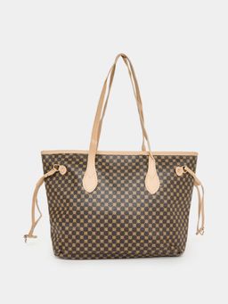 Styli - Women Printed Tote Bag Brown PU