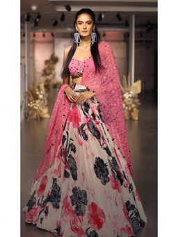 Basanti Kapde aur Koffee - The Wildflower Euphoria Pink Lehenga with Stitched Blouse and Dupatta