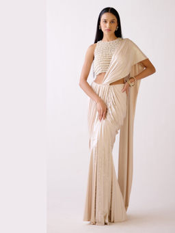Basanti Kapde aur Koffee - The Champgne Evening Pre Drape Saree with Stitched Blouse