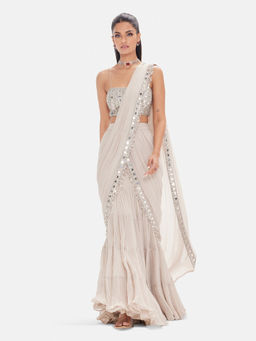 Basanti Kapde aur Koffee - The Blush Imperial Drape Saree and Stitched Blouse and Cape