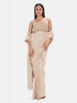 Basanti Kapde aur Koffee - The Ethereal Taupe Drape Saree with Stitched Blouse