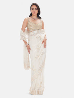 Basanti Kapde aur Koffee - The Ivory Illusion Saree With Stitched Blouse