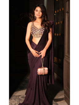 Basanti Kapde aur Koffee - The Imperial Purple Draped Saree with Stitched Blouse