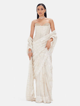 Basanti Kapde aur Koffee - The White Lily Saree With Stitched Blouse