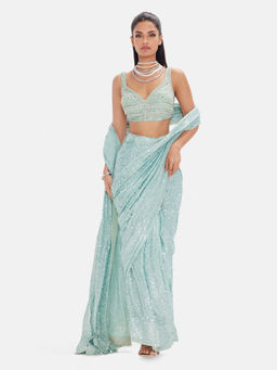 Basanti Kapde aur Koffee - The Arctic Aurora Draped Saree With Stitched Blouse