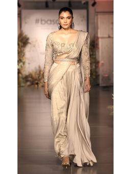 Basanti Kapde aur Koffee - The Champagne Moonlight Draped Saree with Stitched Blouse