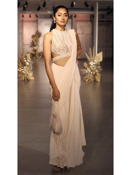 Basanti Kapde aur Koffee - The Stellar Blush Draped Saree with Stitched Blouse