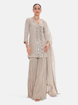 Basanti Kapde aur Koffee - The Mirror Glow Embroidered Kurta with Sharara and Dupatta