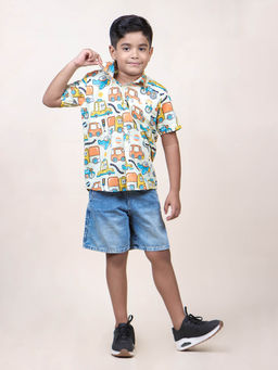JILMIL - Boys Long Drive Printed Cotton Shirt