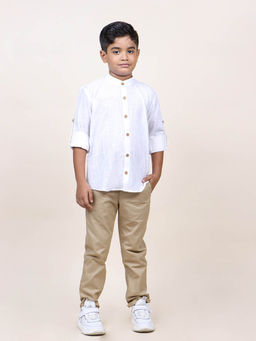 JILMIL - Boys White Rolled Up Cotton Shirt