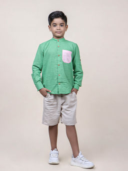 JILMIL - Boys Seen Colorblocked Rolled Up Cotton Shirt