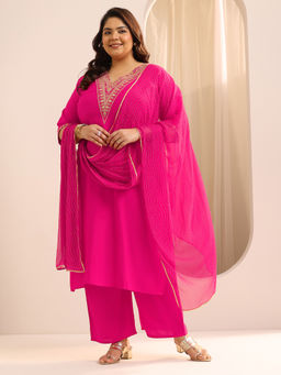 Extra love by Libas - Women Floral Silk Blend Kurta and Pant with Dupatta