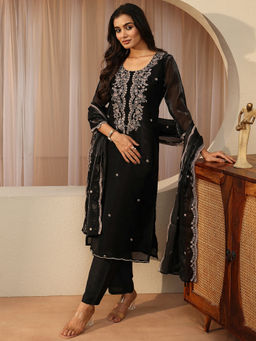 Libas - Women Embroidered Tissue Kurta and Pant with Dupatta