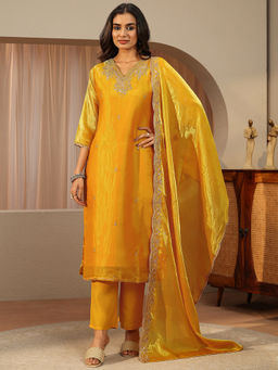 Libas - Women Embellished/Sequined Tissue Kurta and Pant with Dupatta