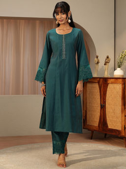 Libas - Women Embellished/Sequined Silk Blend Kurta with Pant