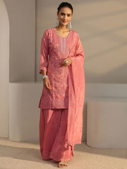 Libas Art - Women Embellished/Sequined Tissue Kurta and Palazzo with Dupatta
