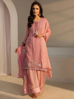 Libas Art - Women Embellished/Sequined Tissue Kurta and Palazzo with Dupatta