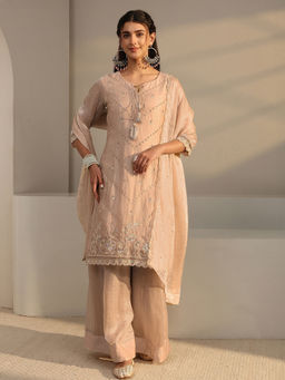 Libas Art - Women Embellished/Sequined Tissue Kurta and Palazzo with Dupatta