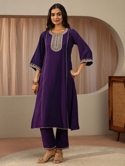 Libas - Women Chikankari Silk Blend Kurta with Pant