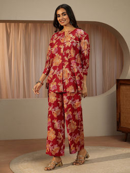 Libas - Women Printed Silk Blend Co-Ord Set