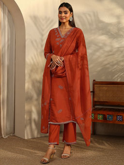 Libas Art - Women Embellished/Sequined Silk Blend Kurta and Pant with Dupatta