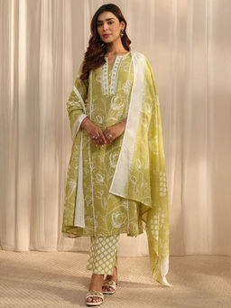 Gerua By Libas - Women Mirror Work Cotton Kurta and Pant with Dupatta