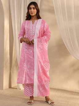 Gerua By Libas - Women Mirror Work Cotton Kurta and Pant with Dupatta