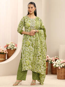 Gerua By Libas - Women Mirror Work Cotton Blend Kurta and Pant with Dupatta