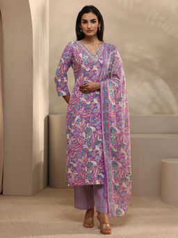 Gerua By Libas - Women Mirror Work Cotton Kurta and Pant with Dupatta