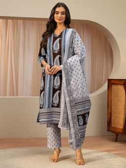 Libas - Women Printed Cotton Kurta and Pant with Dupatta