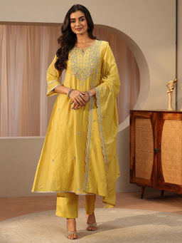 Libas - Women Mirror Work Silk Blend Kurta and Pant with Dupatta