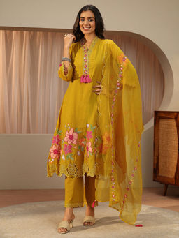 Libas - Women Embroidered Silk Blend Kurta and Pant with Dupatta