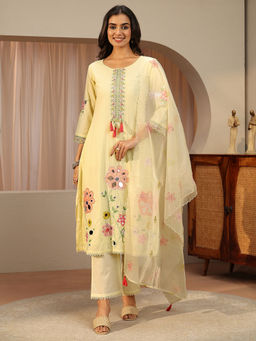 Libas - Women Embroidered Cotton Kurta and Pant with Dupatta
