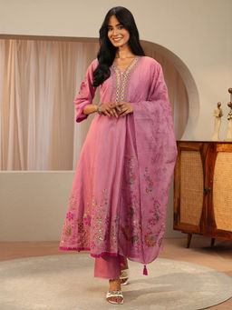 Libas - Women Embroidered Silk Blend Anarkali and Pant with Dupatta