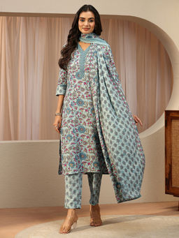 Gerua By Libas - Women Thread Work Cotton Blend Kurta and Pant with Dupatta
