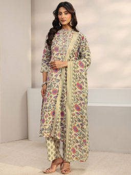 Gerua By Libas - Women Mirror Work Cotton Blend Kurta and Pant with Dupatta