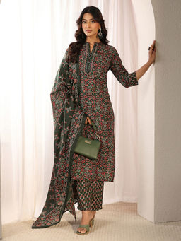 Gerua By Libas - Women Mirror Work Cotton Blend Kurta and Pant with Dupatta