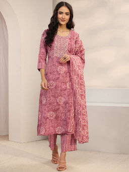 Gerua By Libas - Women Mirror Work Cotton Blend Kurta and Pant with Dupatta