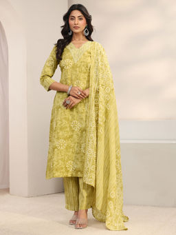 Gerua By Libas - Women Mirror Work Cotton Blend Kurta and Pant with Dupatta