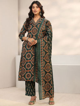 Gerua By Libas - Women Mirror Work Cotton Blend Kurta and Pant with Dupatta