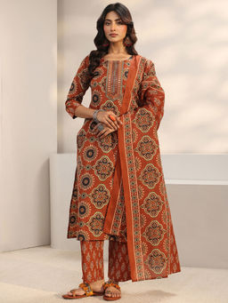 Gerua By Libas - Women Mirror Work Cotton Blend Kurta and Pant with Dupatta