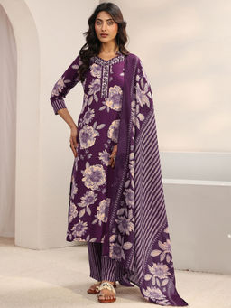 Gerua By Libas - Women Embroidered Cotton Blend Kurta and Pant with Dupatta