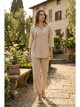 Autumnlane - Women Embroidered Jute Co-Ord Set