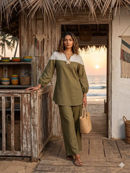 Autumnlane - Women Embroidered Cotton Co-Ord Set