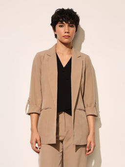 ONLY - Tan Tailored Fit Solid Blazer