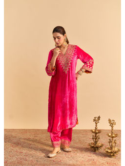 Sheetal Batra - Aynaz - Silk Velvet Rani Hotpink Kurta With Salwar
