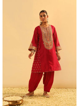 Sheetal Batra - Falisha - Red Short Kalidaar Choga With Salwar And Dupatta